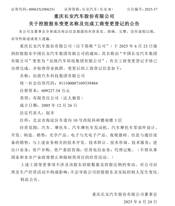 配资网app官方免费下载安装 重磅！长安汽车集团官宣更名